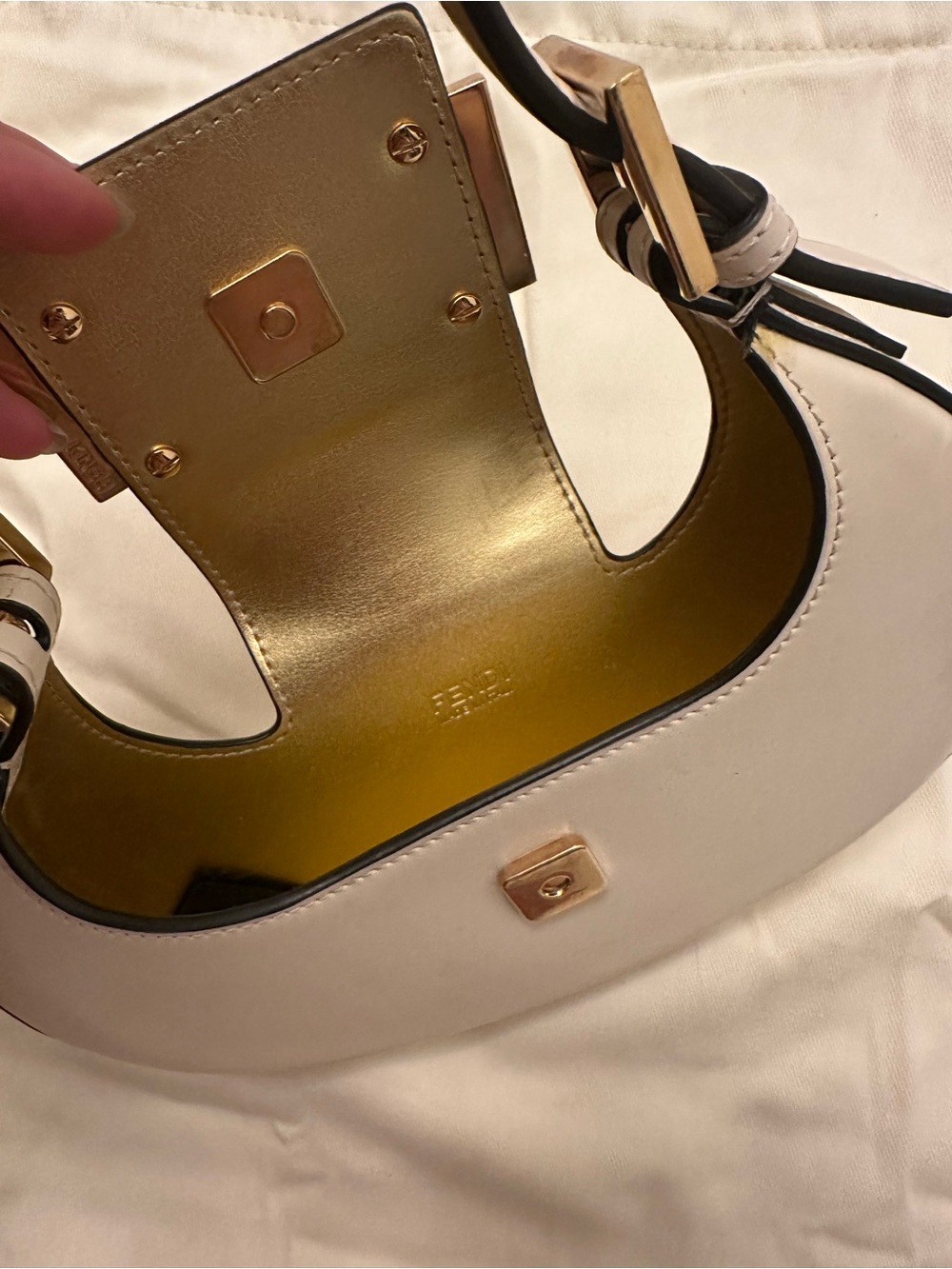 Like New - Fendi Cookie in Cream/White with Gold Hardware - Picture 2 of 4
